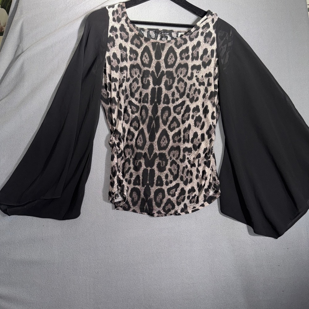 Cecico L Leopard Bell Sleeve Whimsigoth Boho Indie Sleaze Mob Wife Vampy Festive